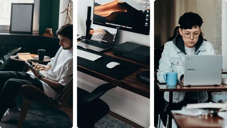 Image of people learning online.