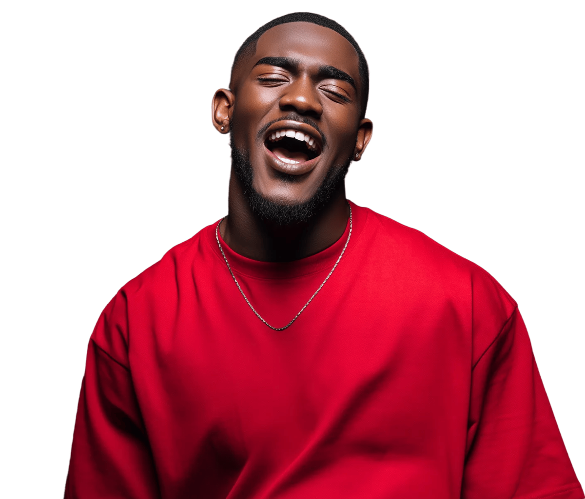 singer in a red shirt